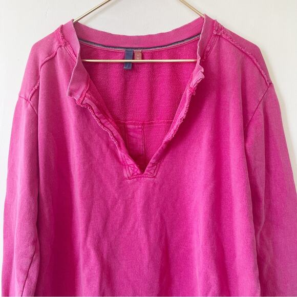 Anthropologie Pilcro Pink V Neck Split Back Sweatshirt Tunic S - Picture 5 of 9
